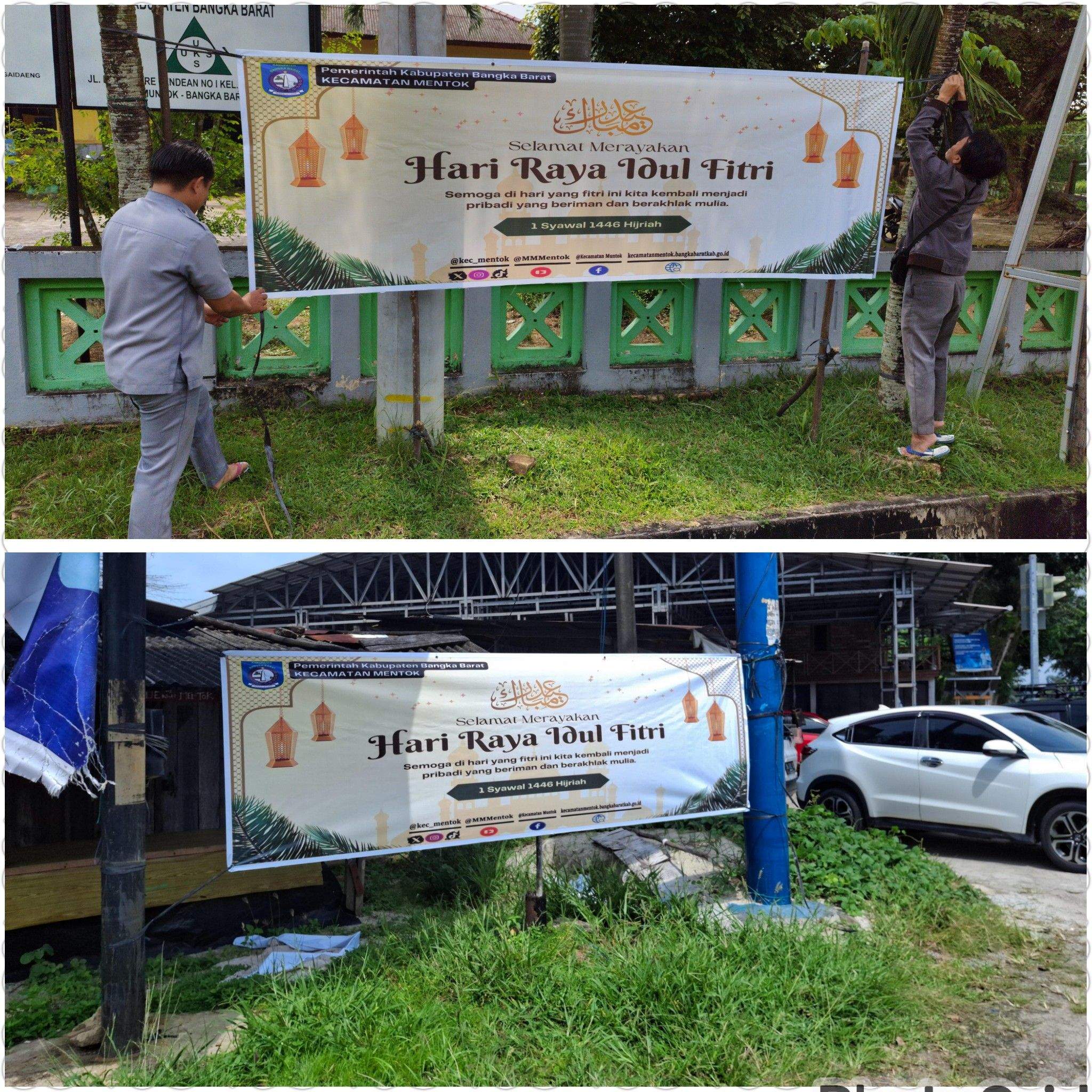 Pemasangan Spanduk Idul Fitri