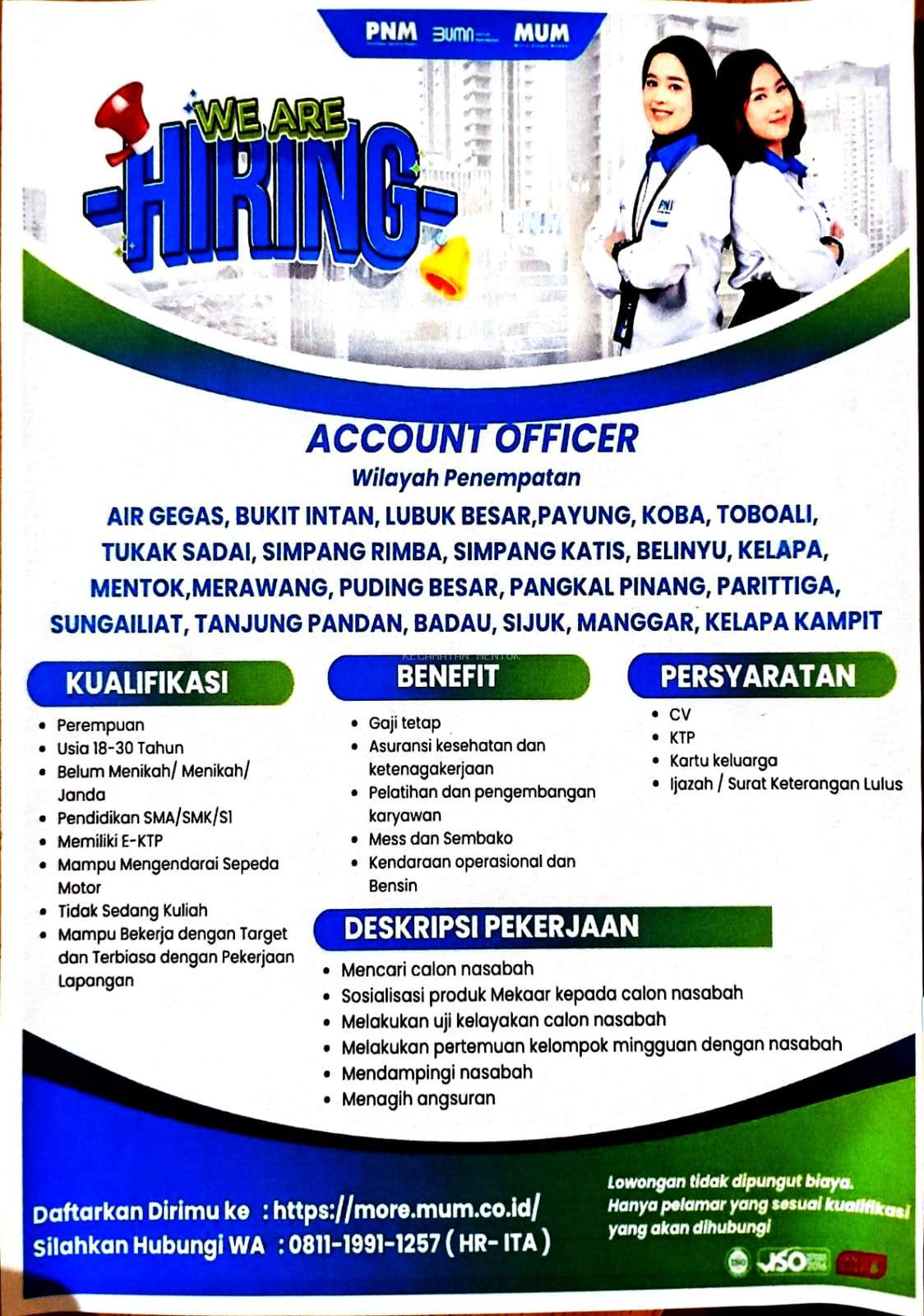 Lowongan Kerja ACCOUNT OFFICER PNM